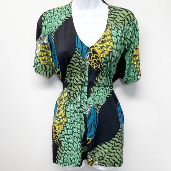 Mara Hoffman Tops - Mara Hoffman Gypsy Faux Wrap Feathers Top Size XXS